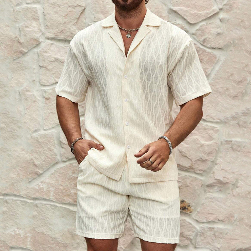 Men's Casual Summer Outfit Set with Shirt and Shorts
