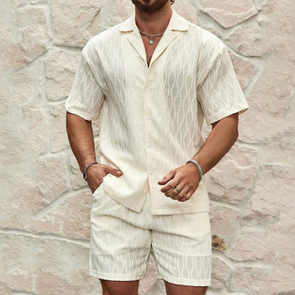 Men's Casual Summer Outfit Set with Shirt and Shorts