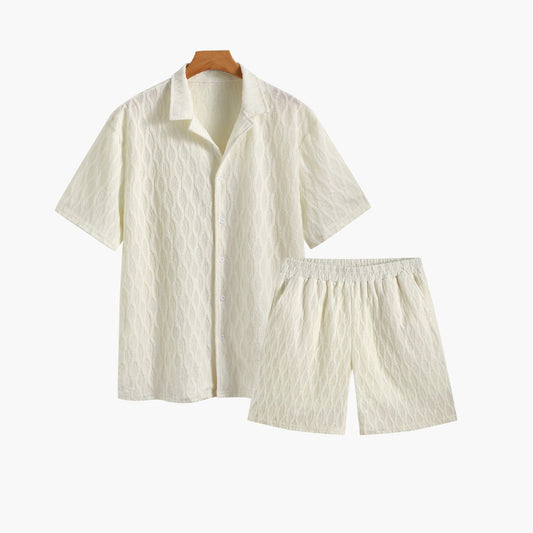 Men's Casual Summer Outfit Set with Shirt and Shorts