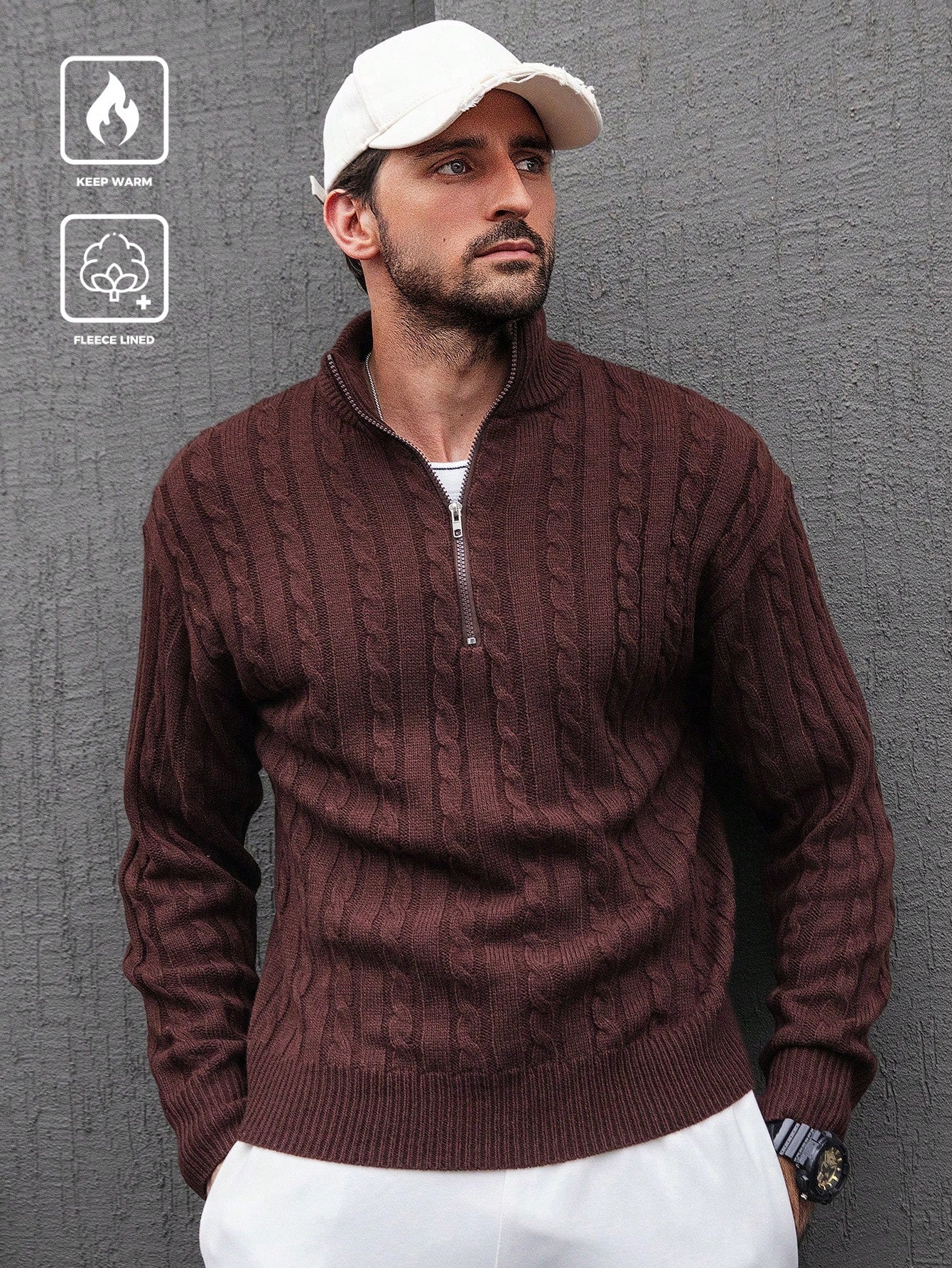 Men's Casual Zip Sweater with Modern Design