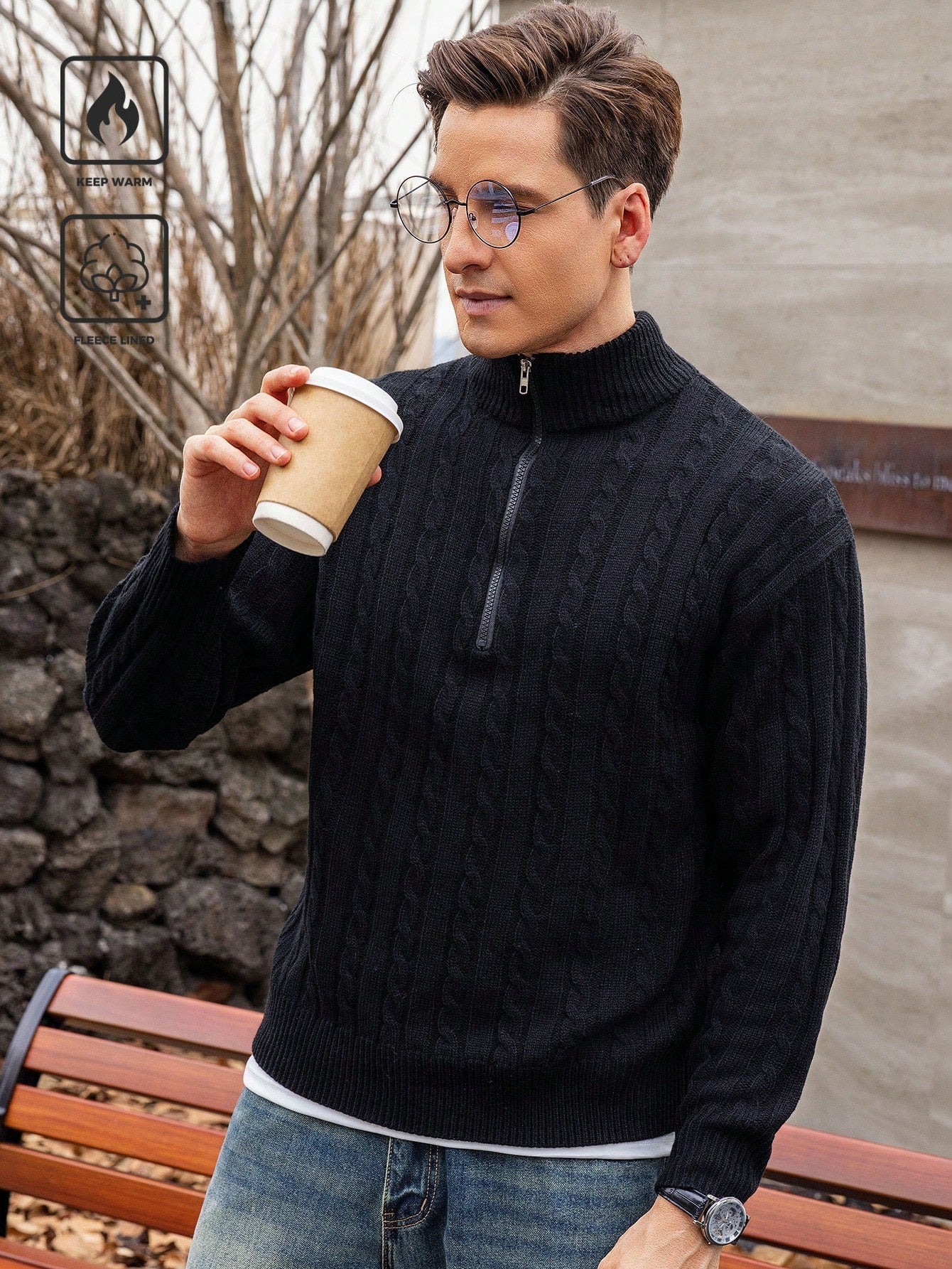 Men's Casual Zip Sweater with Modern Design