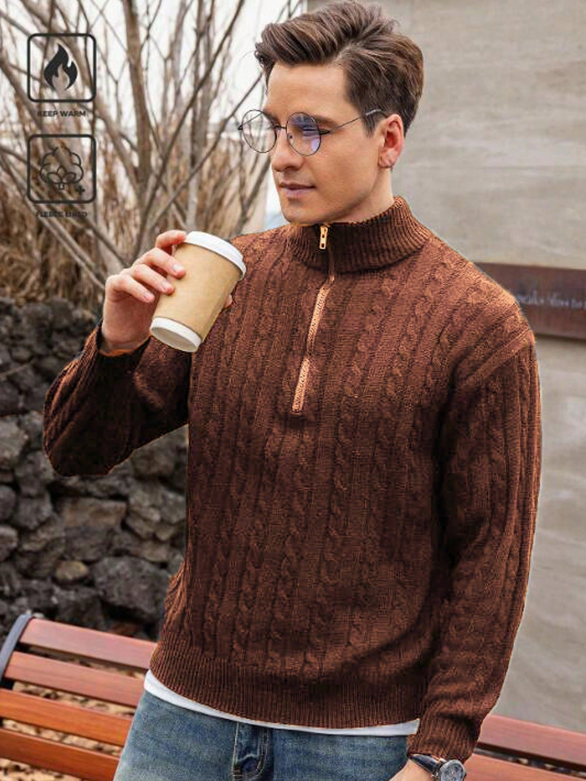 Men's Casual Zip Sweater with Modern Design