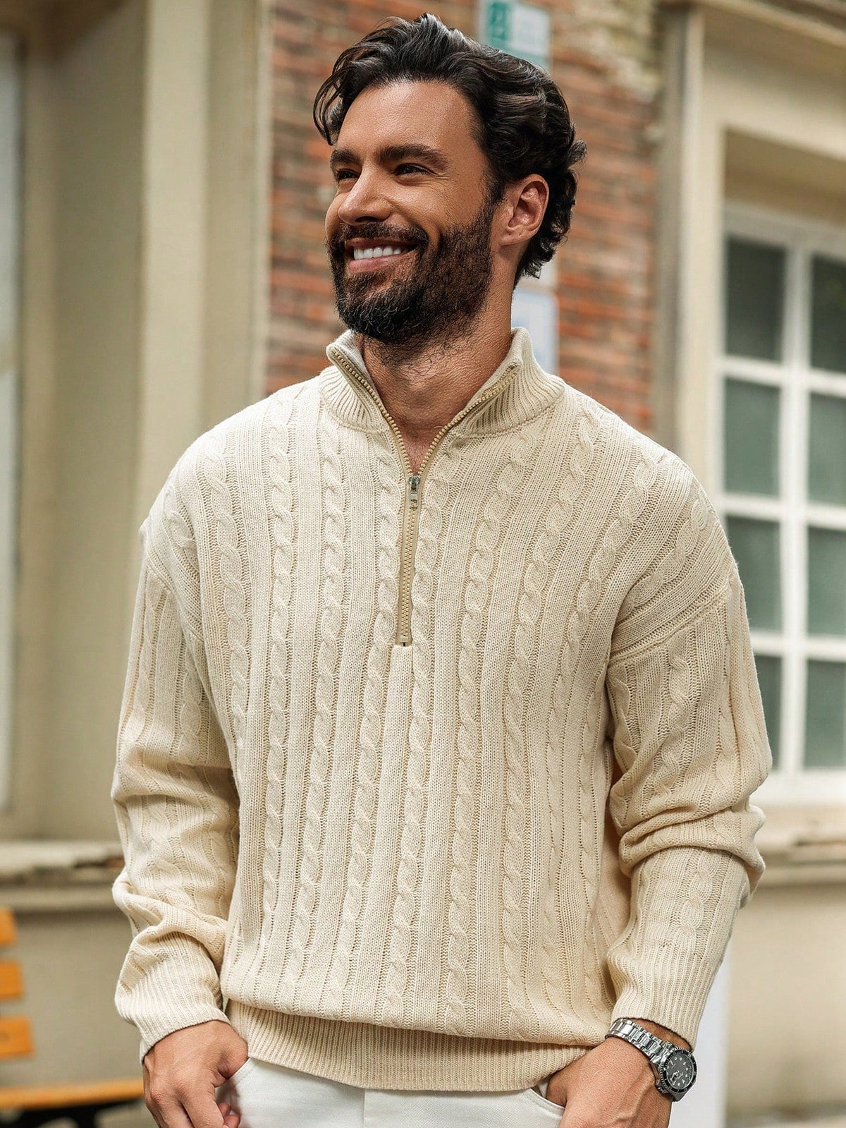Men's Casual Zip Sweater with Modern Design