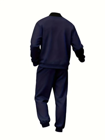 Men's Casual Zippered Jacket and Trousers Set