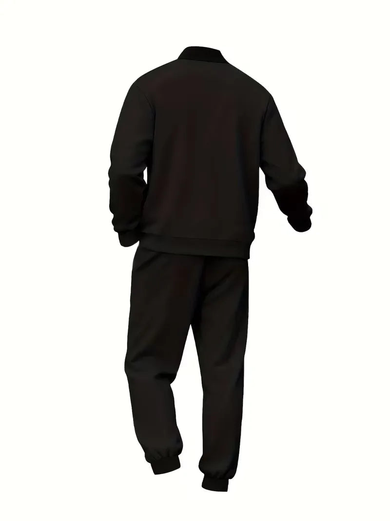 Men's Casual Zippered Jacket and Trousers Set