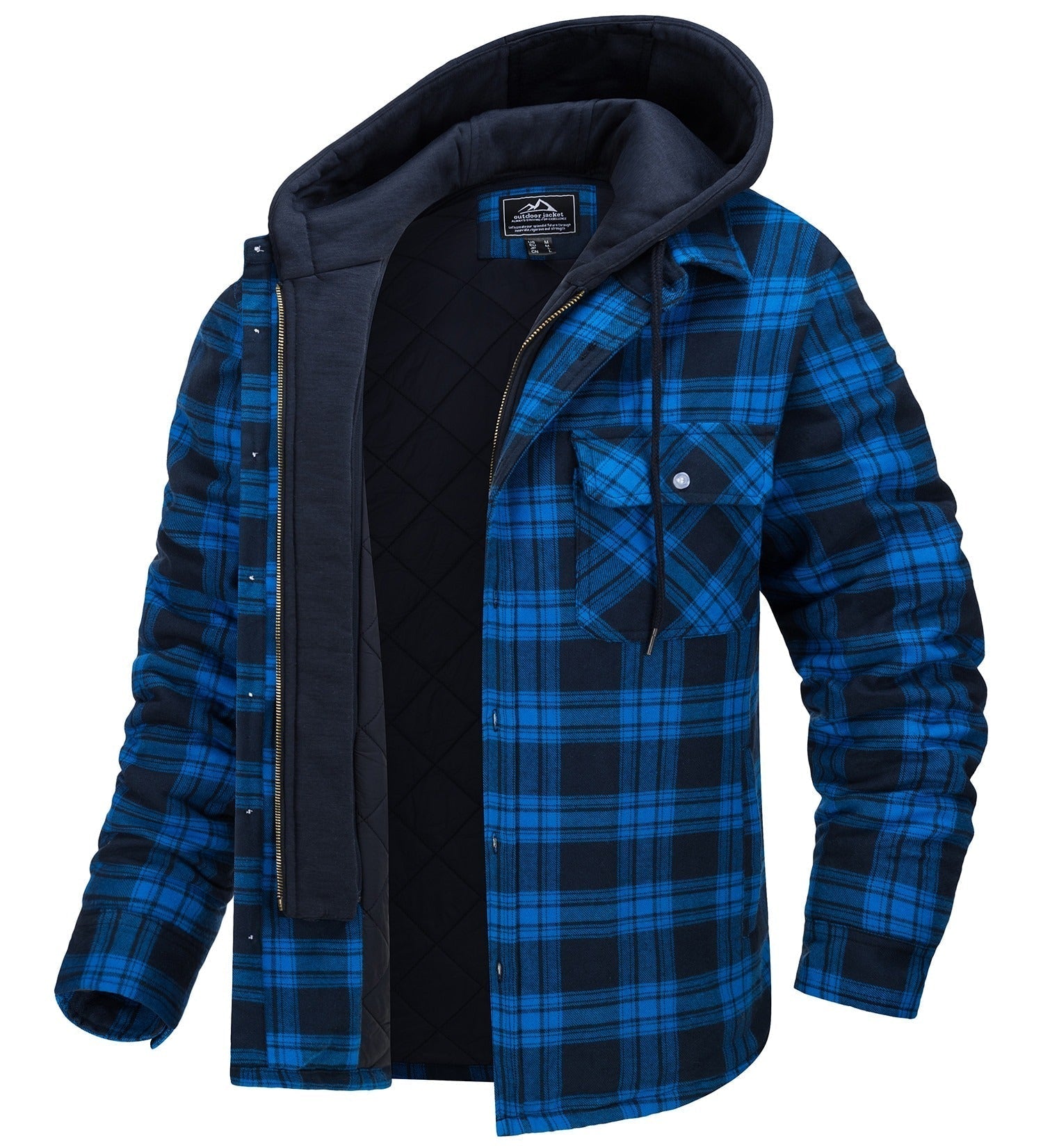 Men's Checked Hooded Cardigan Jacket