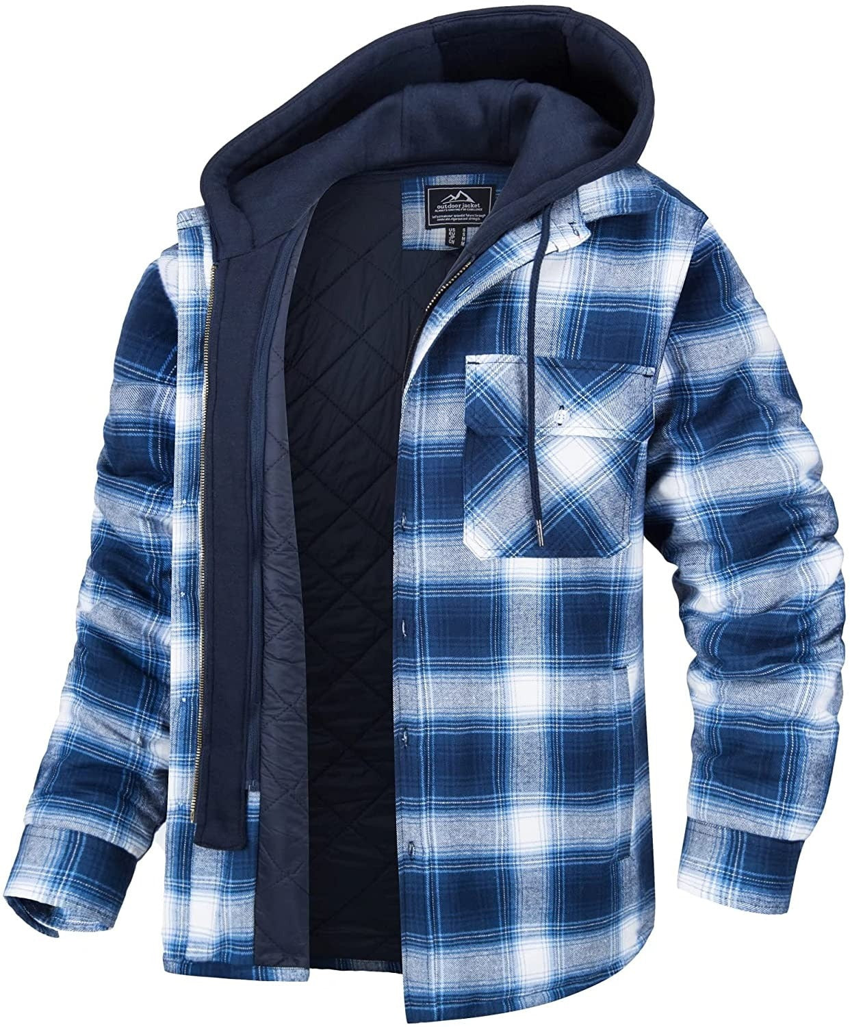 Men's Checked Hooded Cardigan Jacket