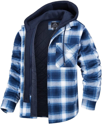 Men's Checked Hooded Cardigan Jacket
