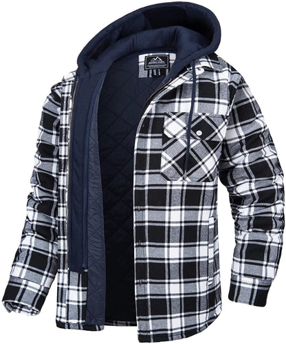 Men's Checked Hooded Cardigan Jacket
