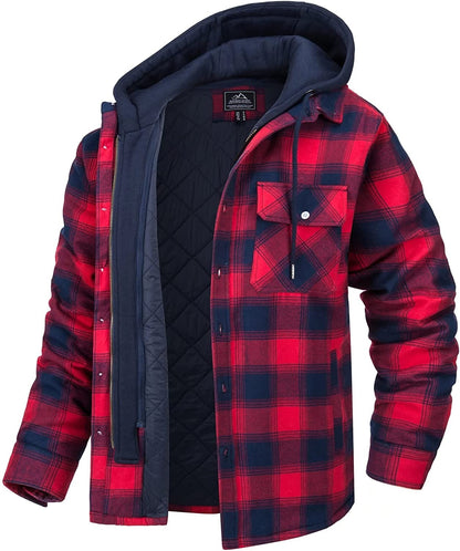 Men's Checked Hooded Cardigan Jacket