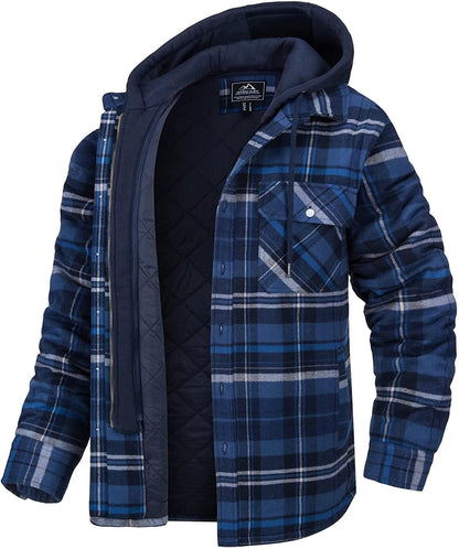 Men's Checked Hooded Cardigan Jacket