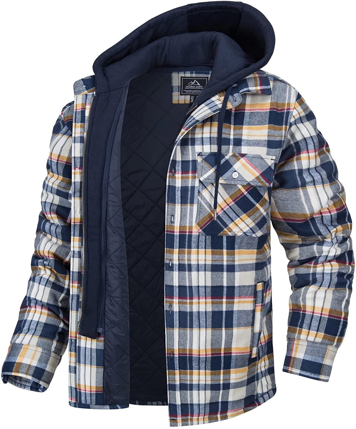 Men's Checked Hooded Cardigan Jacket