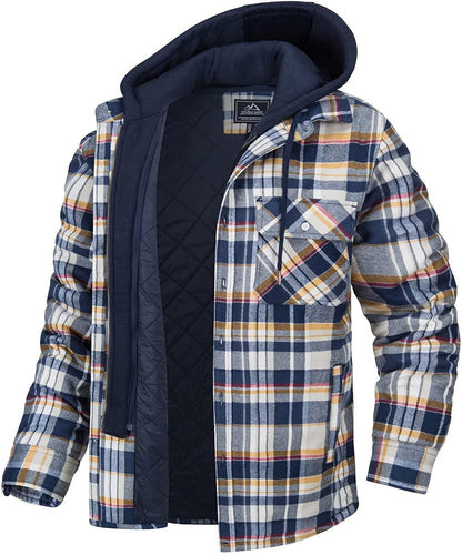 Men's Checked Hooded Cardigan Jacket