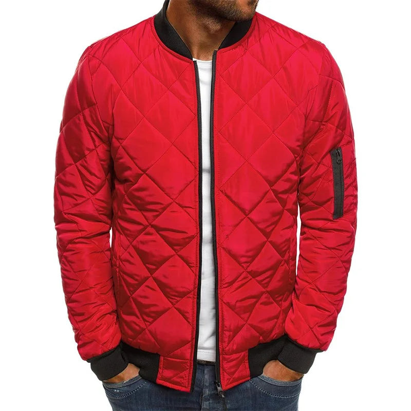 Men's Checked Quilted Bomber Jacket