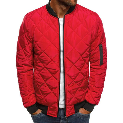 Men's Checked Quilted Bomber Jacket