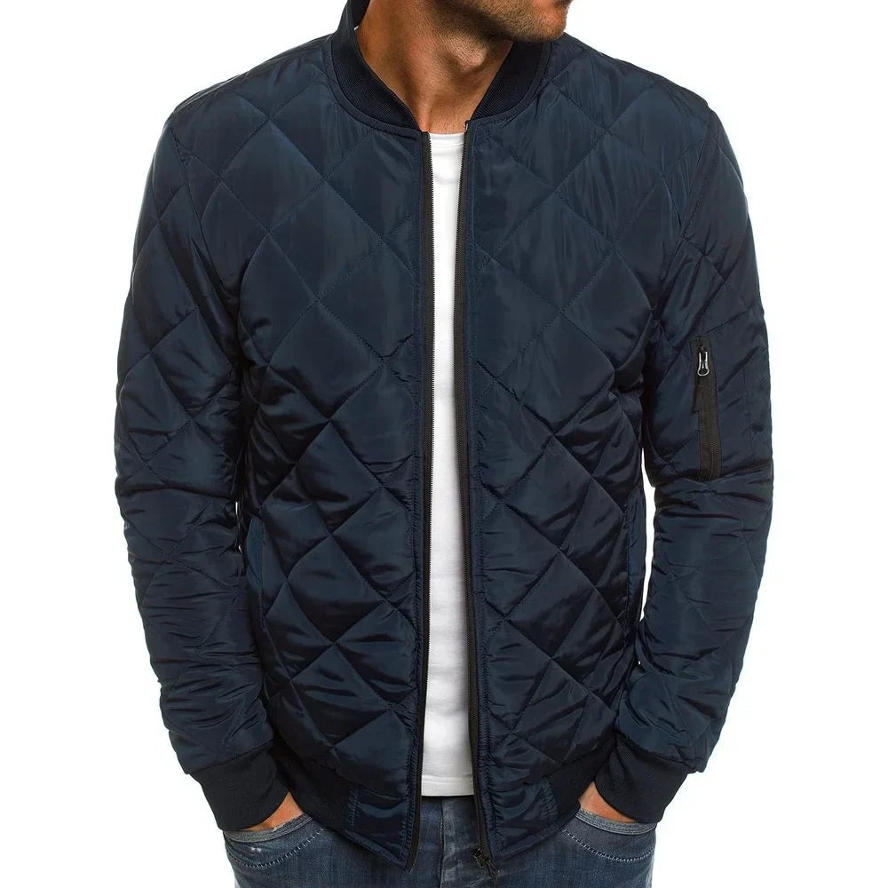 Men's Checked Quilted Bomber Jacket