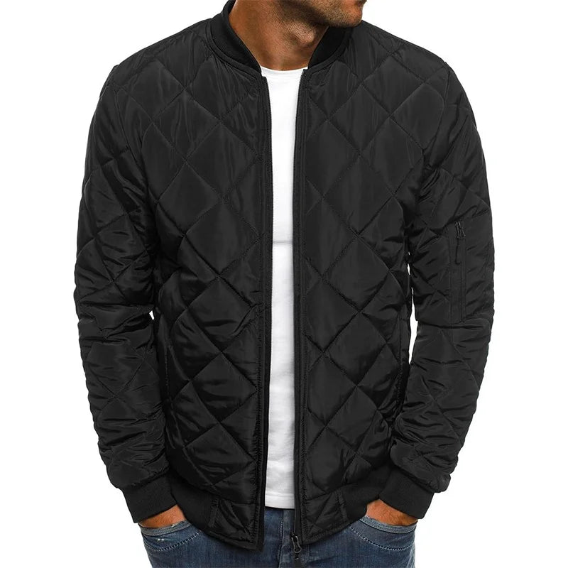 Men's Checked Quilted Bomber Jacket