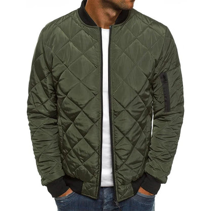 Men's Checked Quilted Bomber Jacket