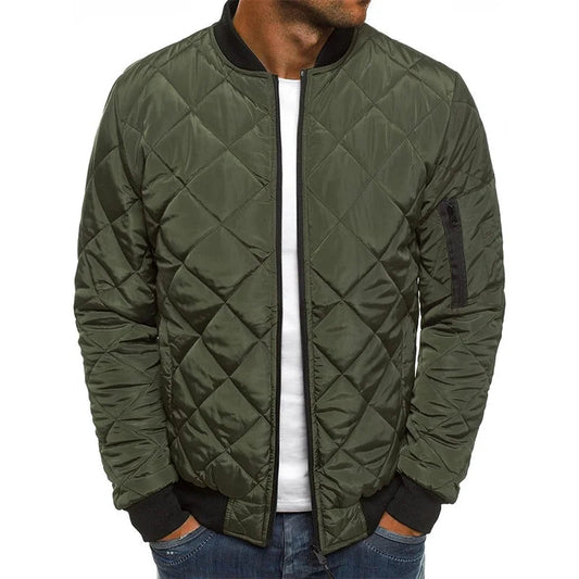 Men's Checked Quilted Bomber Jacket