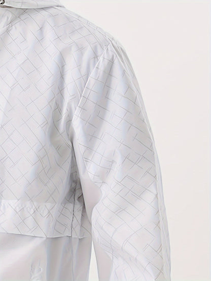 Men's Checked Windbreaker Jacket with Hood