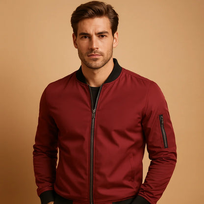 Men's Classic Bomber Jacket with Zipper