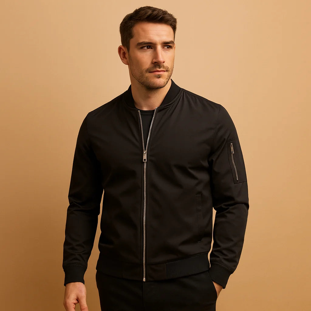 Men's Classic Bomber Jacket with Zipper