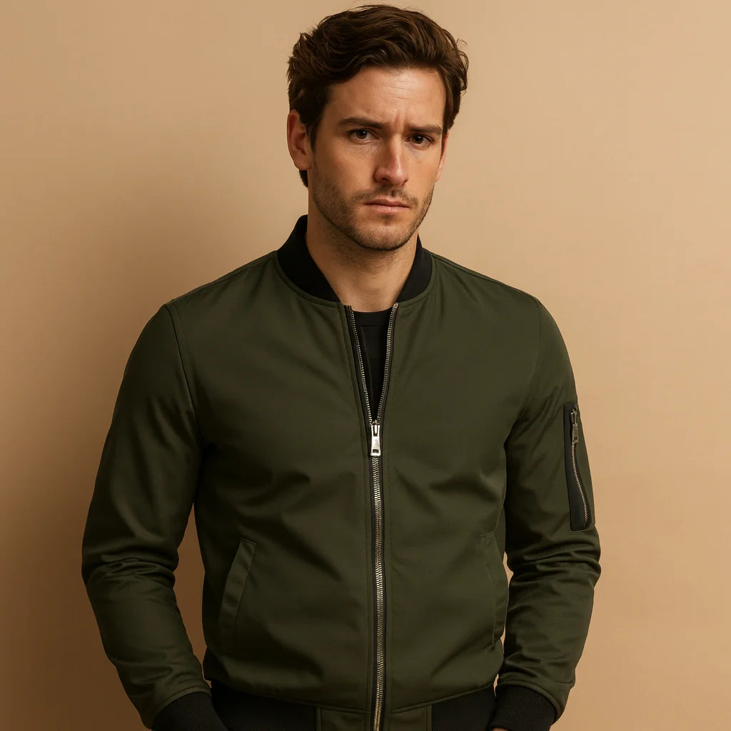 Men's Classic Bomber Jacket with Zipper