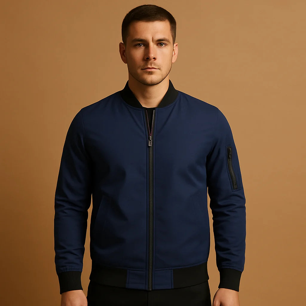 Men's Classic Bomber Jacket with Zipper