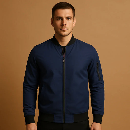Men's Classic Bomber Jacket with Zipper