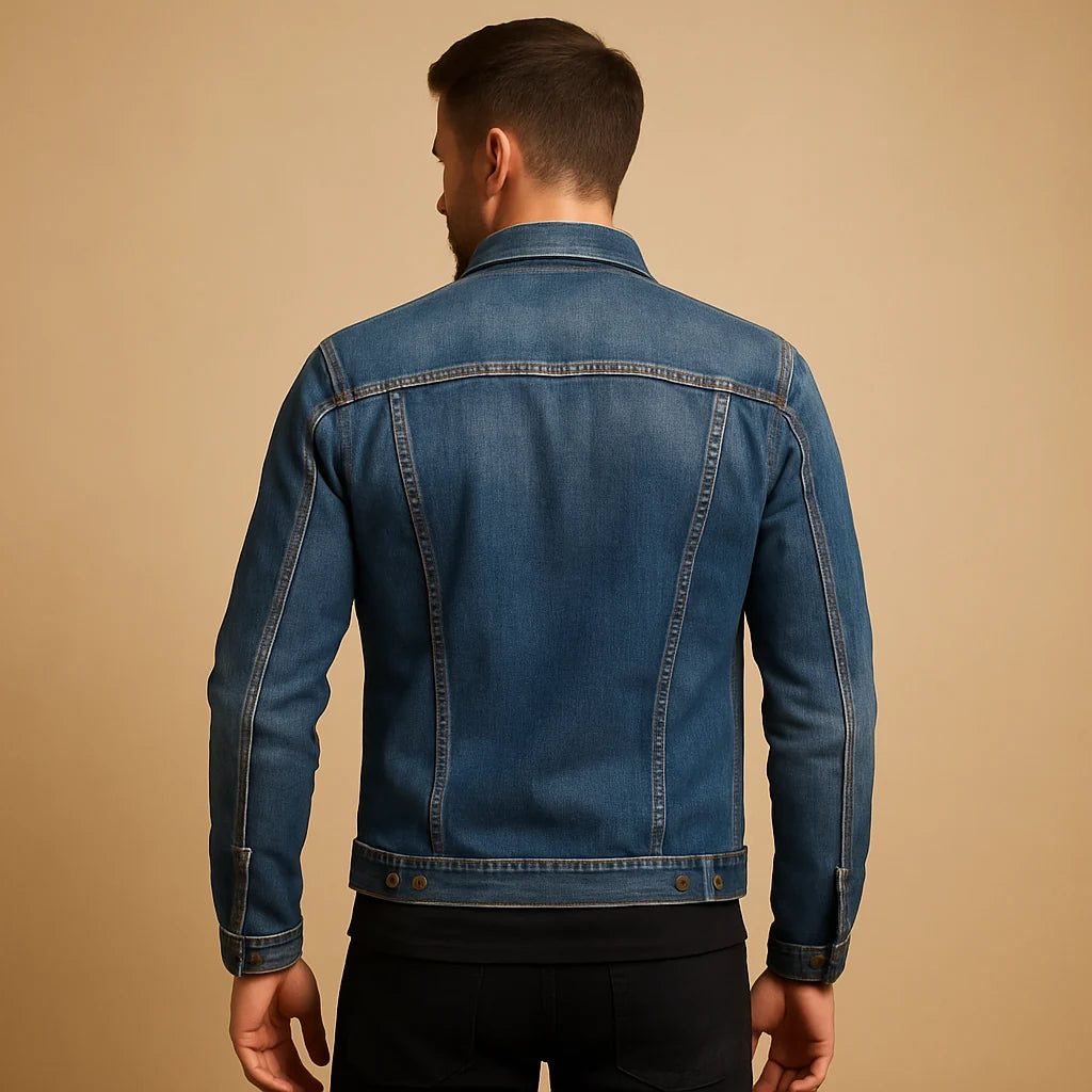 Men's Classic Denim Jacket with Button Closure