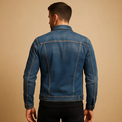 Men's Classic Denim Jacket with Button Closure