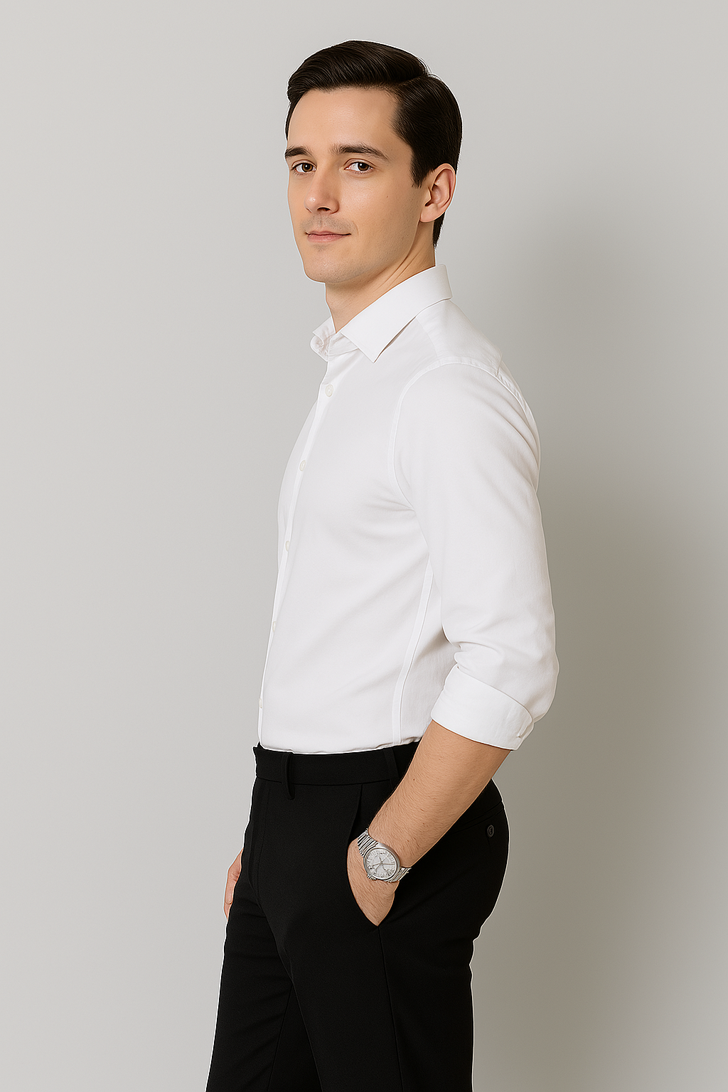 Men's Classic Fit Button-Up Dress Shirt
