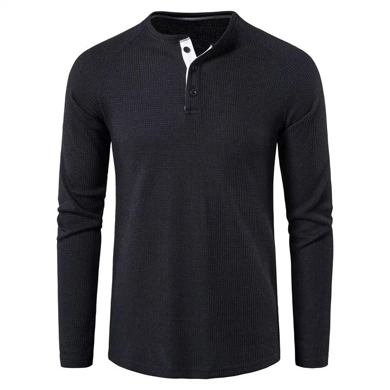 Men's Classic Henley Shirt Long Sleeve