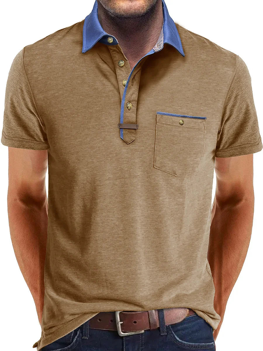 Men's Classic Polo Shirt with Button Placket