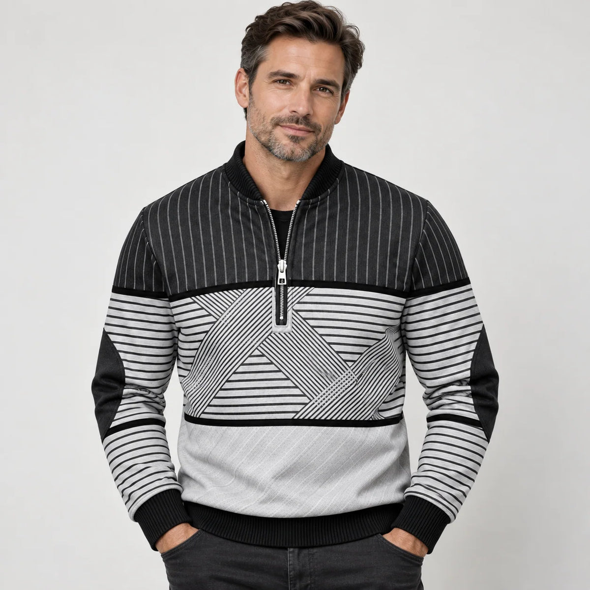 Men's Classic Stripe Quarter-Zip Pullover