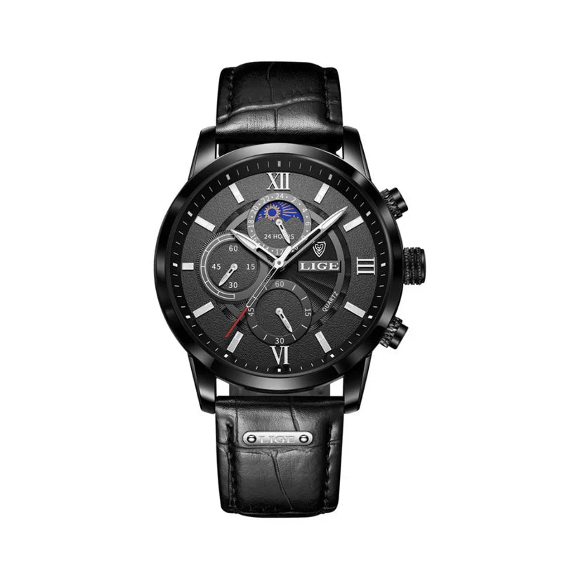 Men's Classic Waterproof Watch with Faux Leather Band