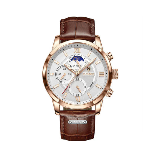 Men's Classic Waterproof Watch with Faux Leather Band