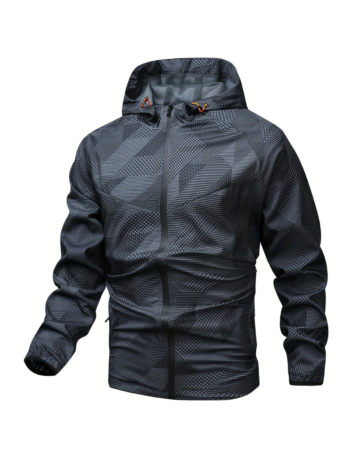 Men's Color Block Hooded Zip-Up Jacket