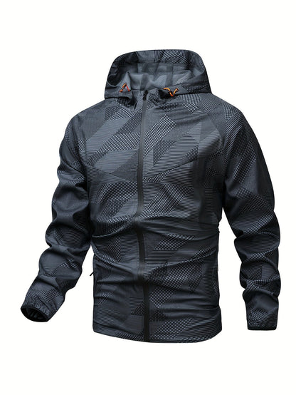 Men's Color Block Hooded Zip-Up Jacket