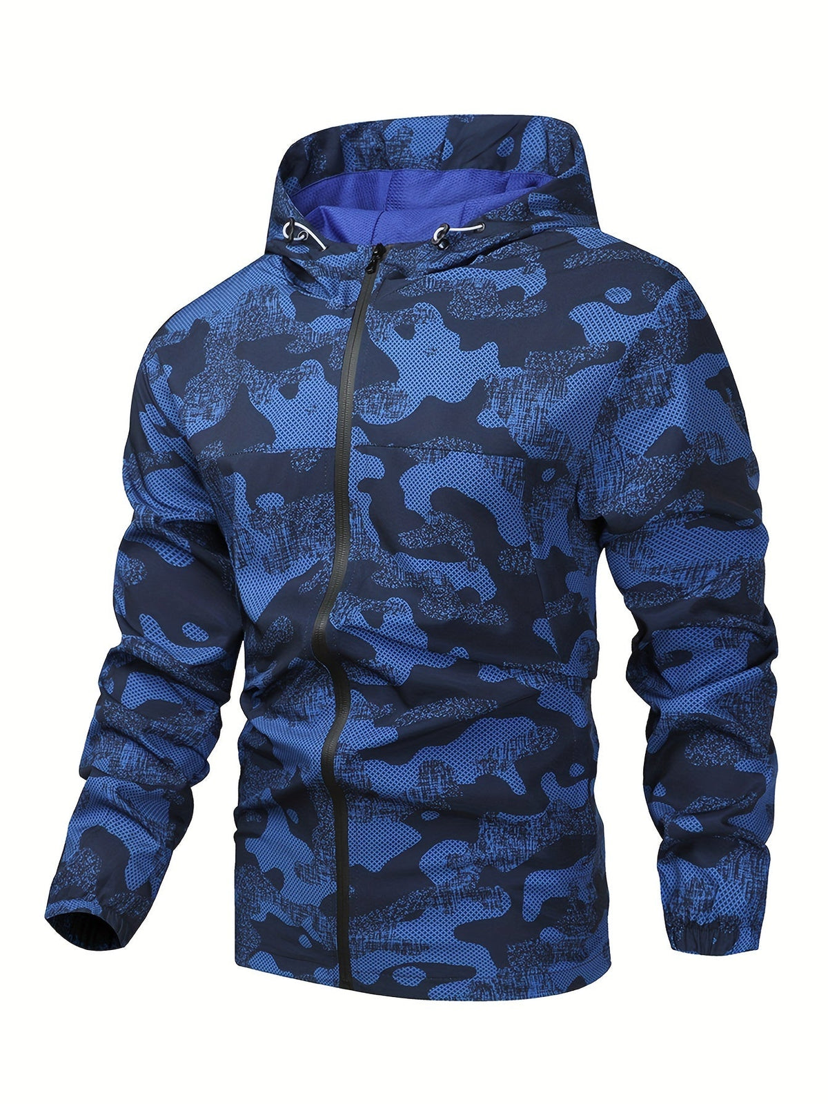 Men's Color Block Hooded Zip-Up Jacket