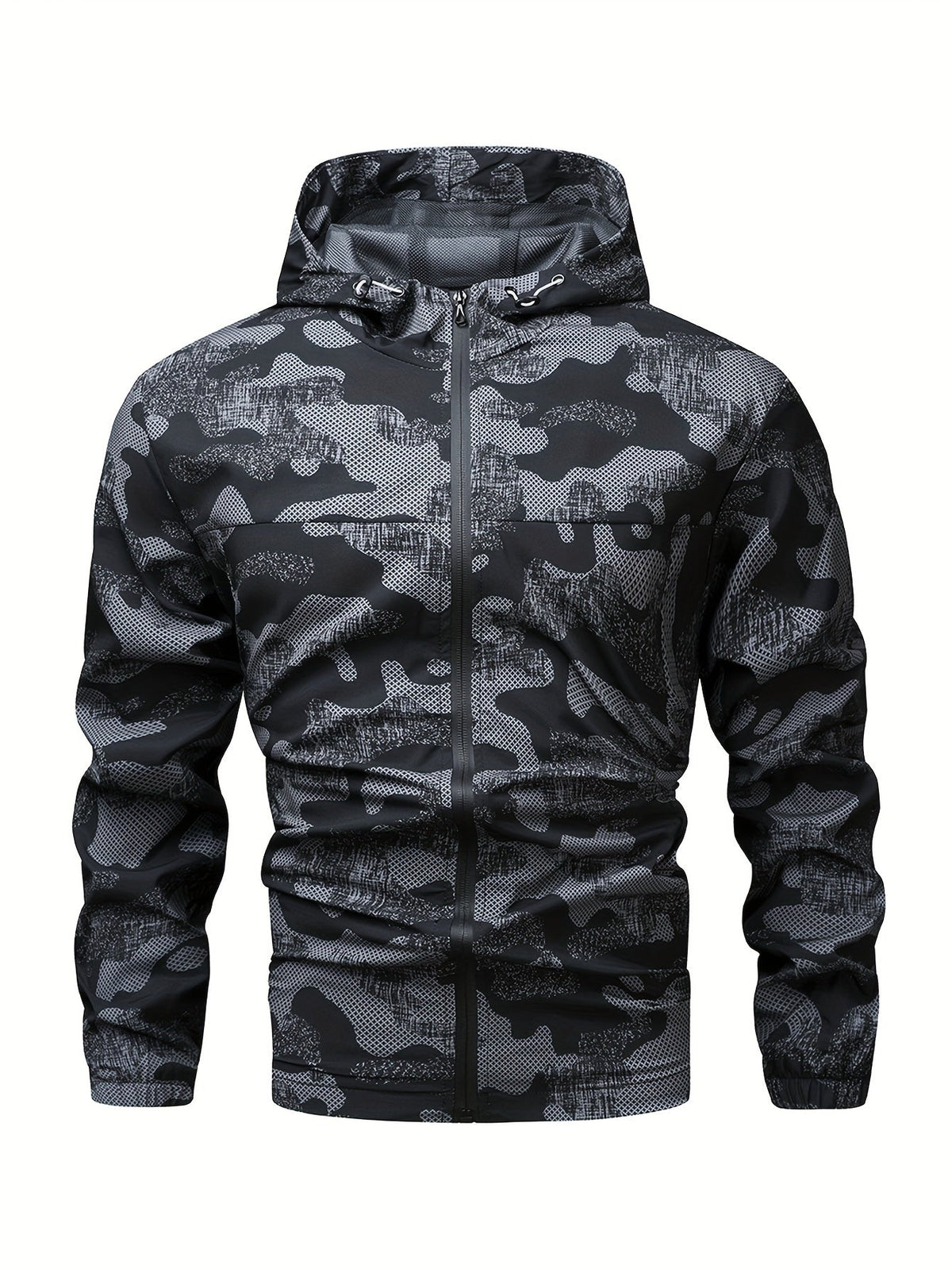 Men's Color Block Hooded Zip-Up Jacket