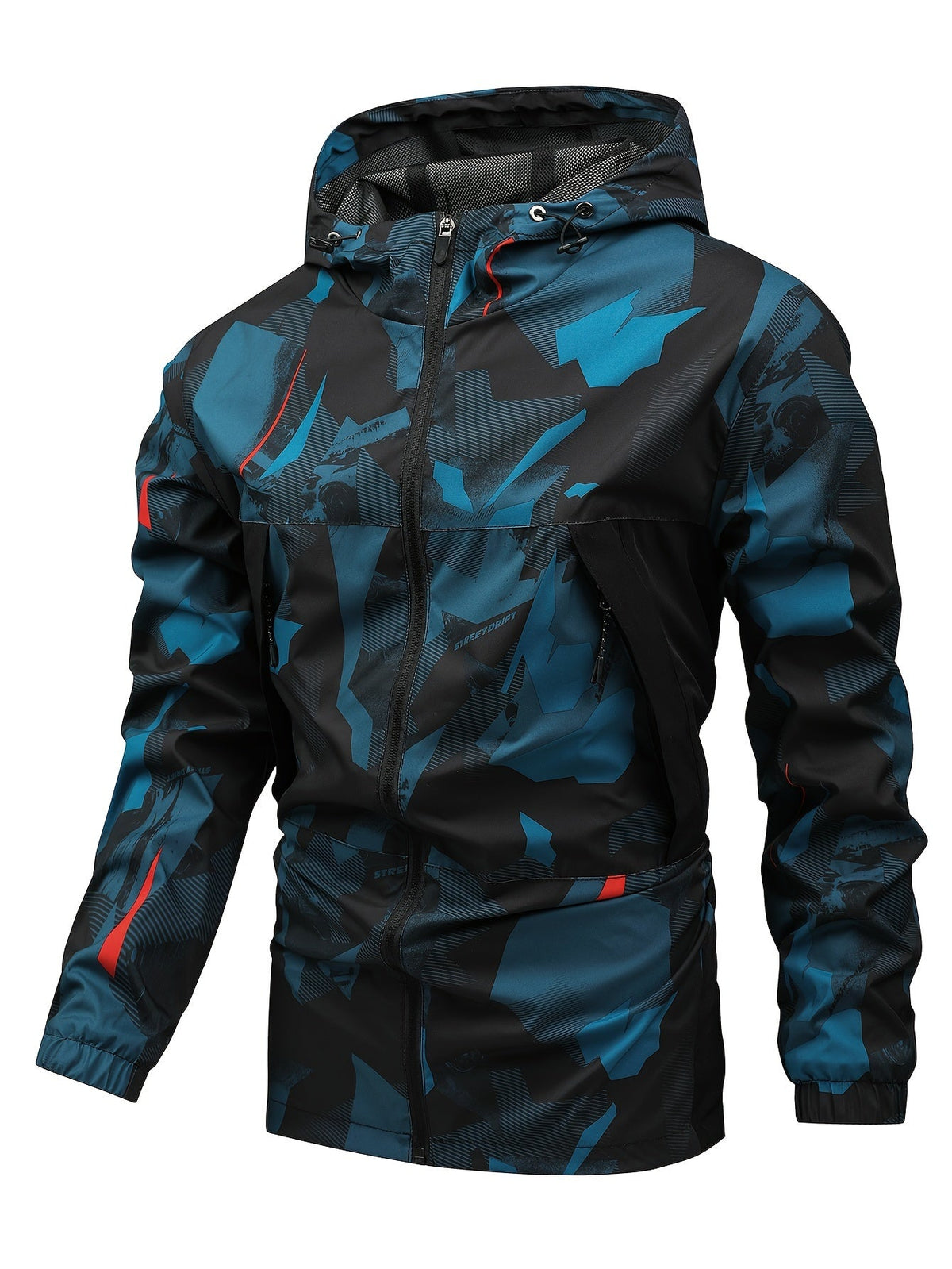 Men's Color Block Hooded Zip-Up Jacket