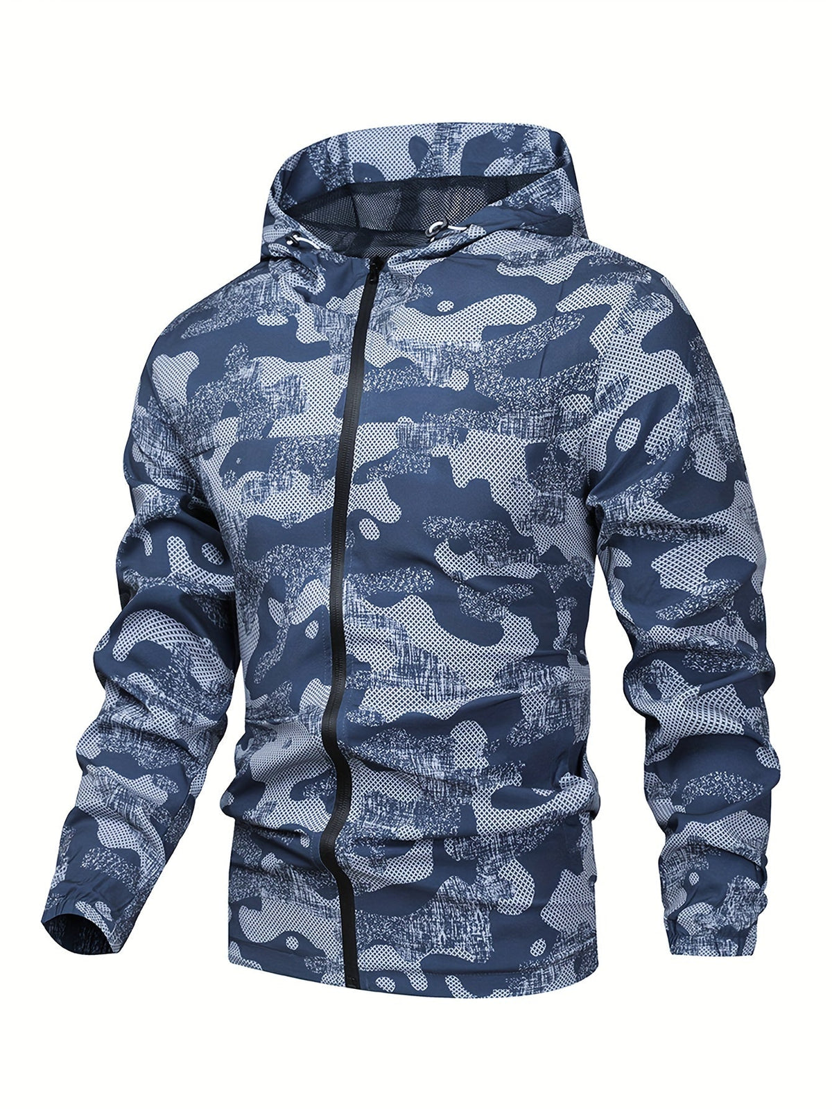 Men's Color Block Hooded Zip-Up Jacket