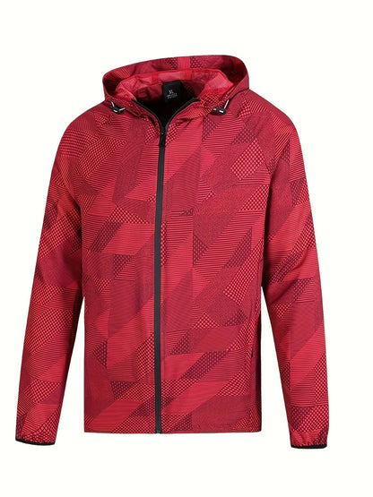 Men's Color Block Hooded Zip-Up Jacket