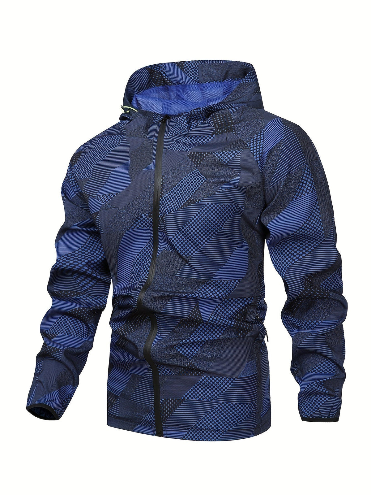 Men's Color Block Hooded Zip-Up Jacket