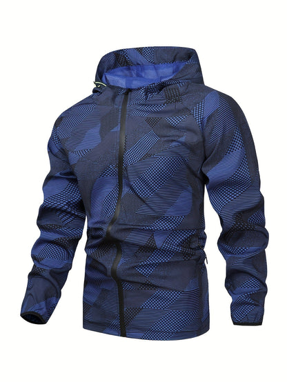 Men's Color Block Hooded Zip-Up Jacket