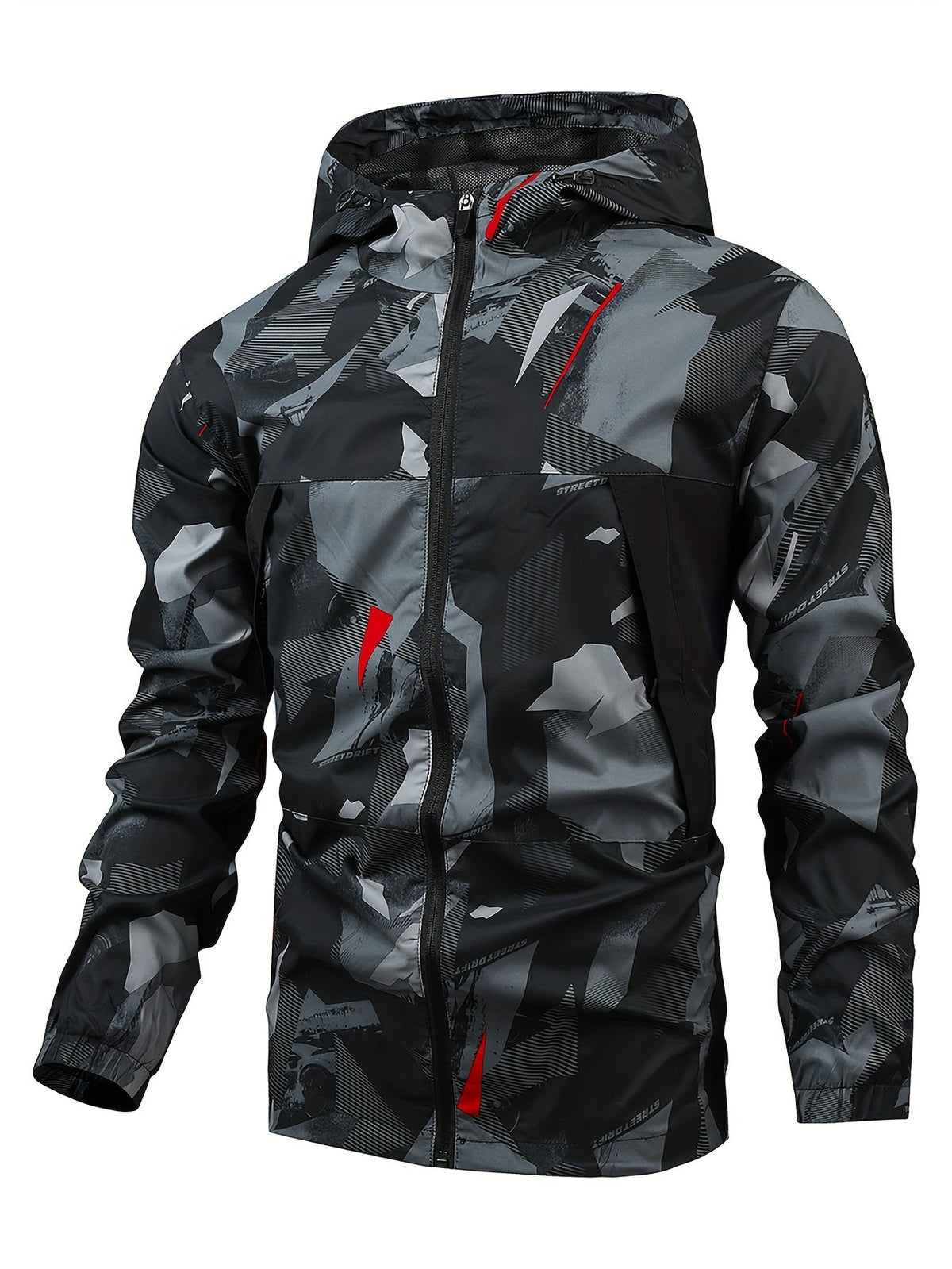 Men's Color Block Hooded Zip-Up Jacket