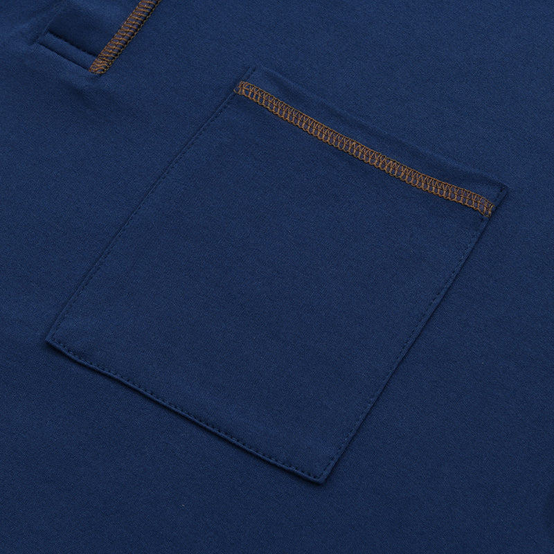 Men's Color Block Short Sleeve Henley T-Shirt