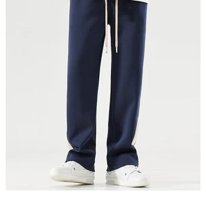 Men's Color Block Wide Trousers - Relaxed Fit Casual Pants