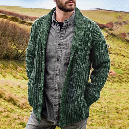 Men's Comfortable Cardigan with Button Closure and Pockets